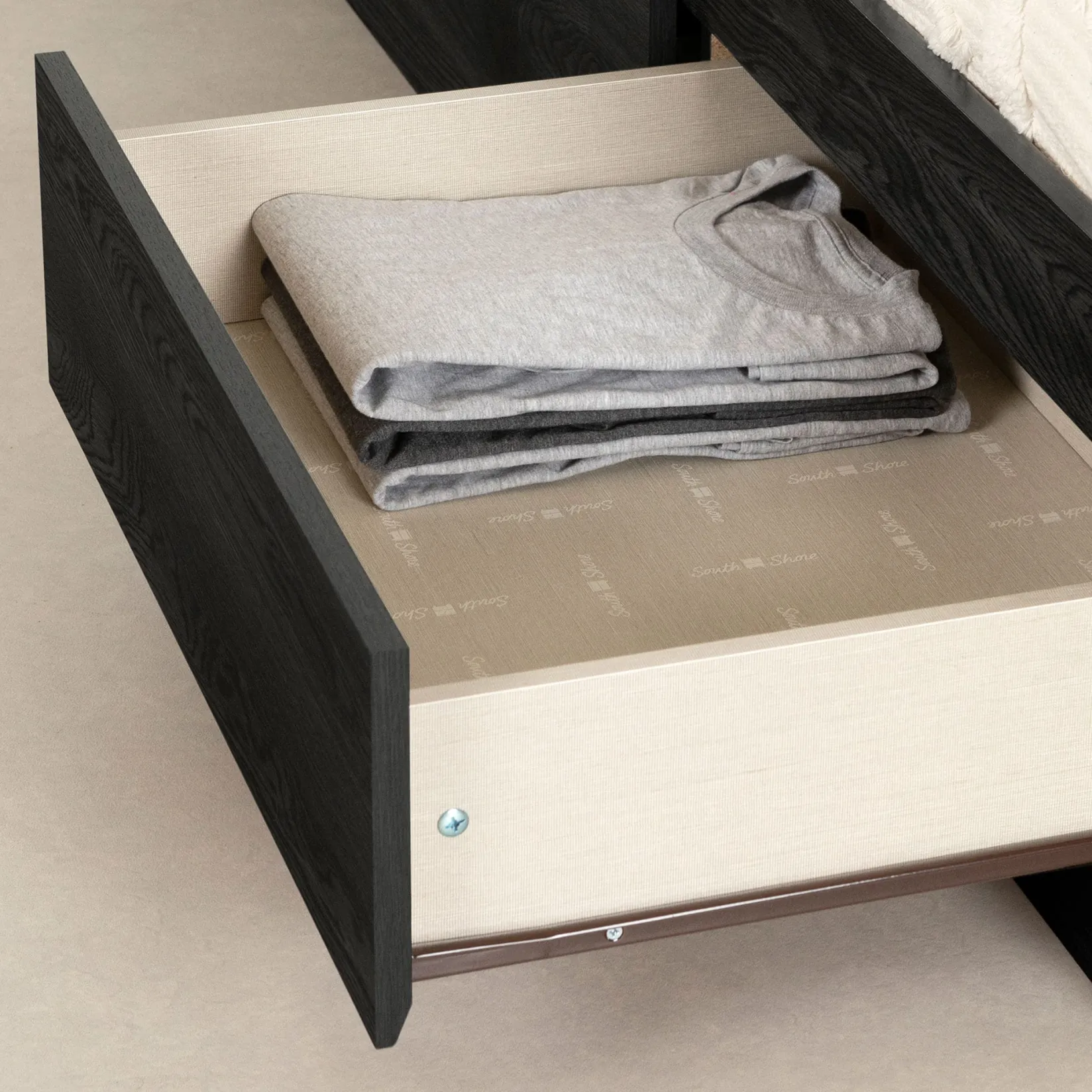 Twin, Full & Queen Beds>South Shore Twin Mates Bed with 3 Drawers - Hourra Gray Oak