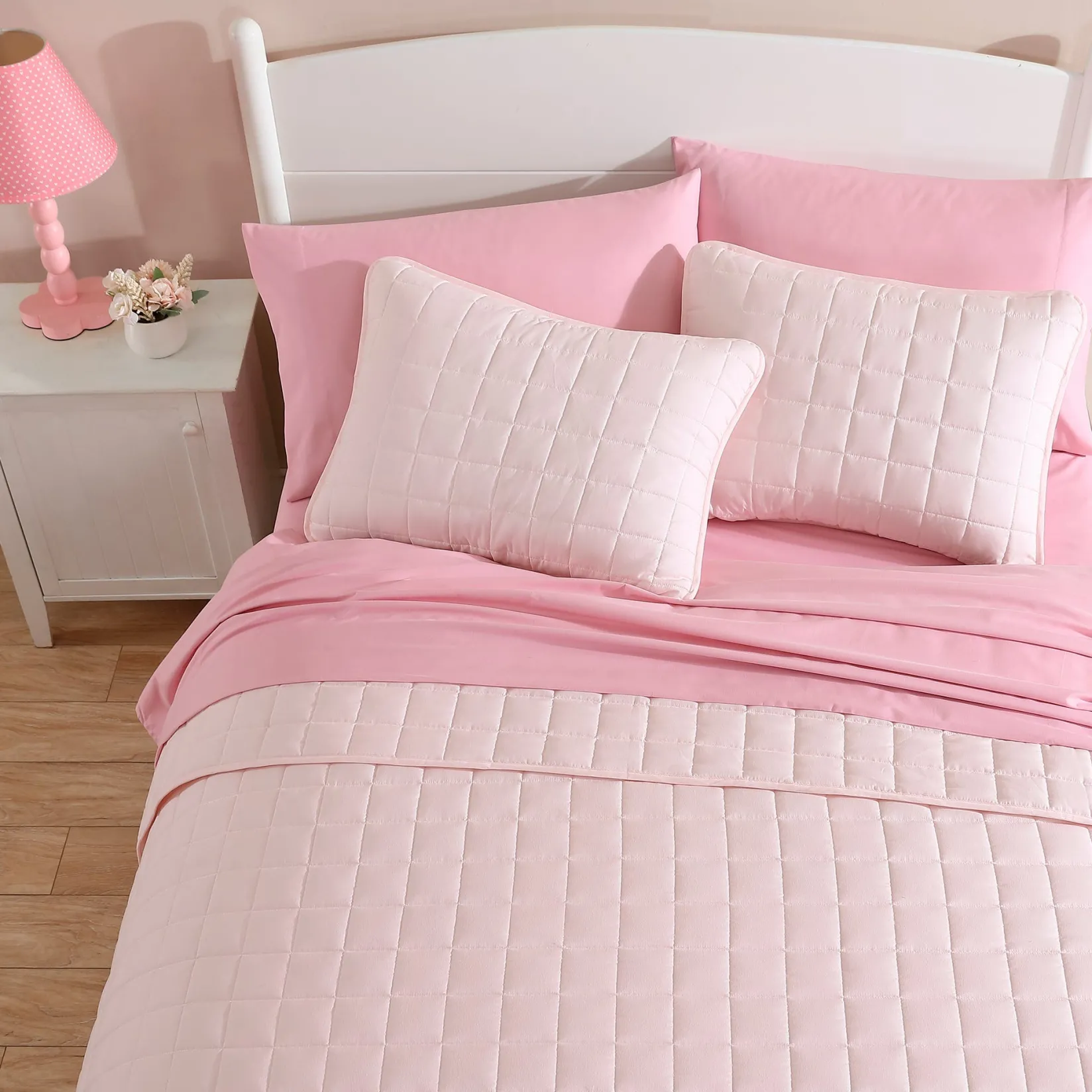 Comforters & Quilts|Twin Bedding>Cathay Home Twin Quilt Set - Blush