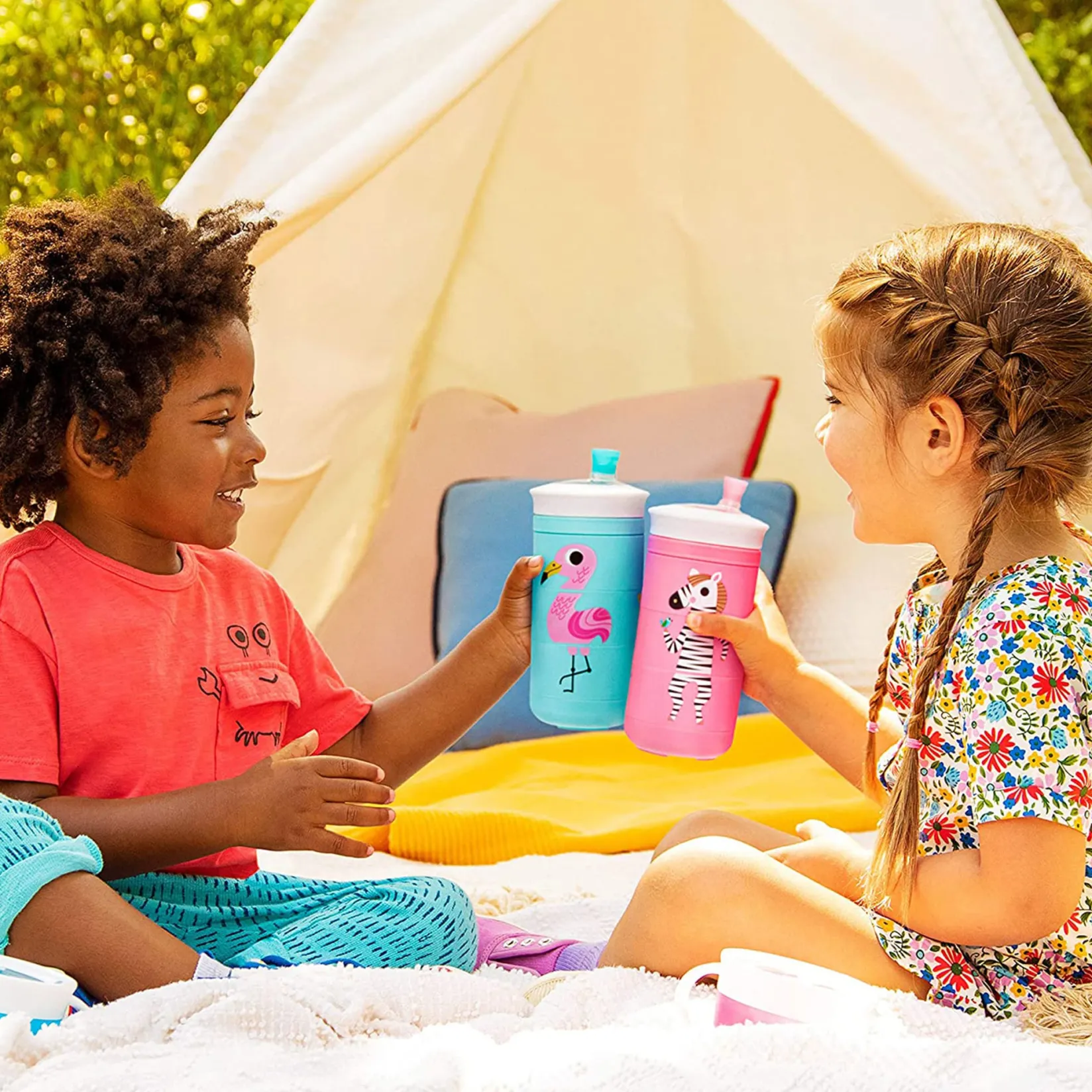 Sale Twisty 9oz Sippy Cup - Pink Animal Kids Tableware|Plates & Placemats