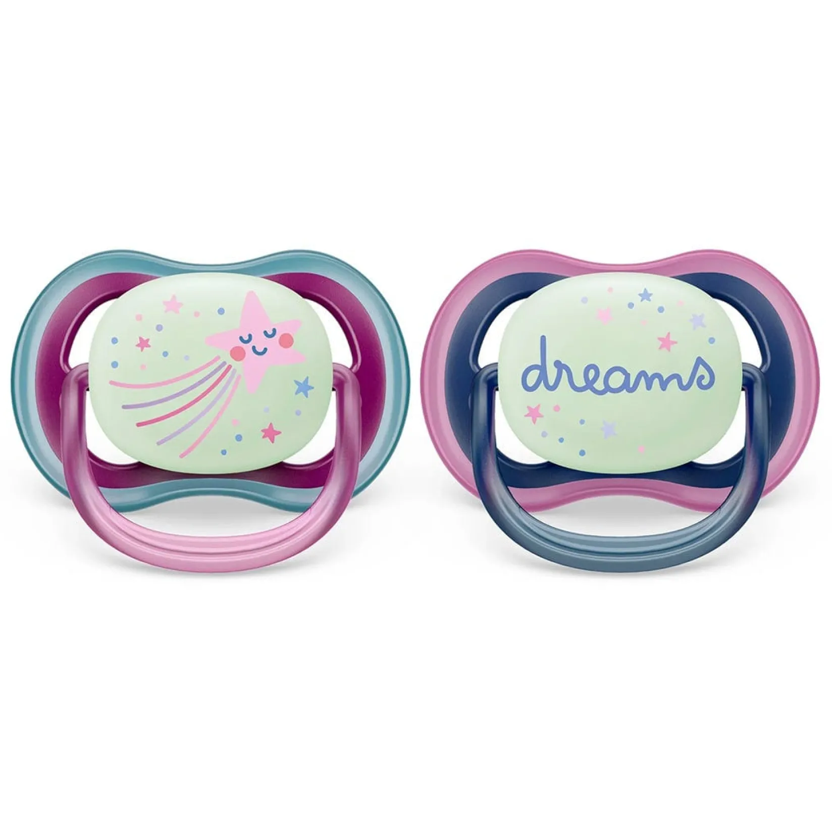 Outlet Ultra Air Pacifier Nighttime 6-18m Falling Star/Dreams 2-pack Pacifiers & Clips|Pacifiers & Clips