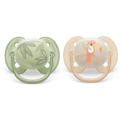 Pacifiers & Clips|Pacifiers & Clips>Philips Avent Ultra Soft Pacifier 0-6m Toucan / Green Leaves 2-pack