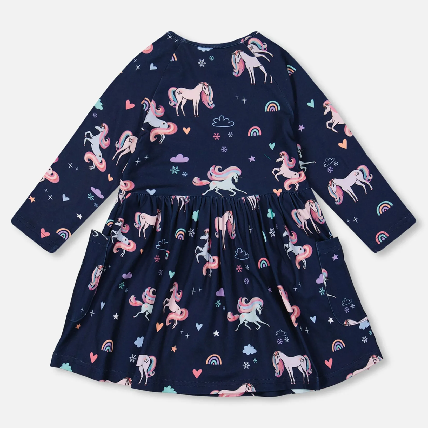 Dresses & Rompers>Deux par Deux Unicorns Dress 7-10 Navy