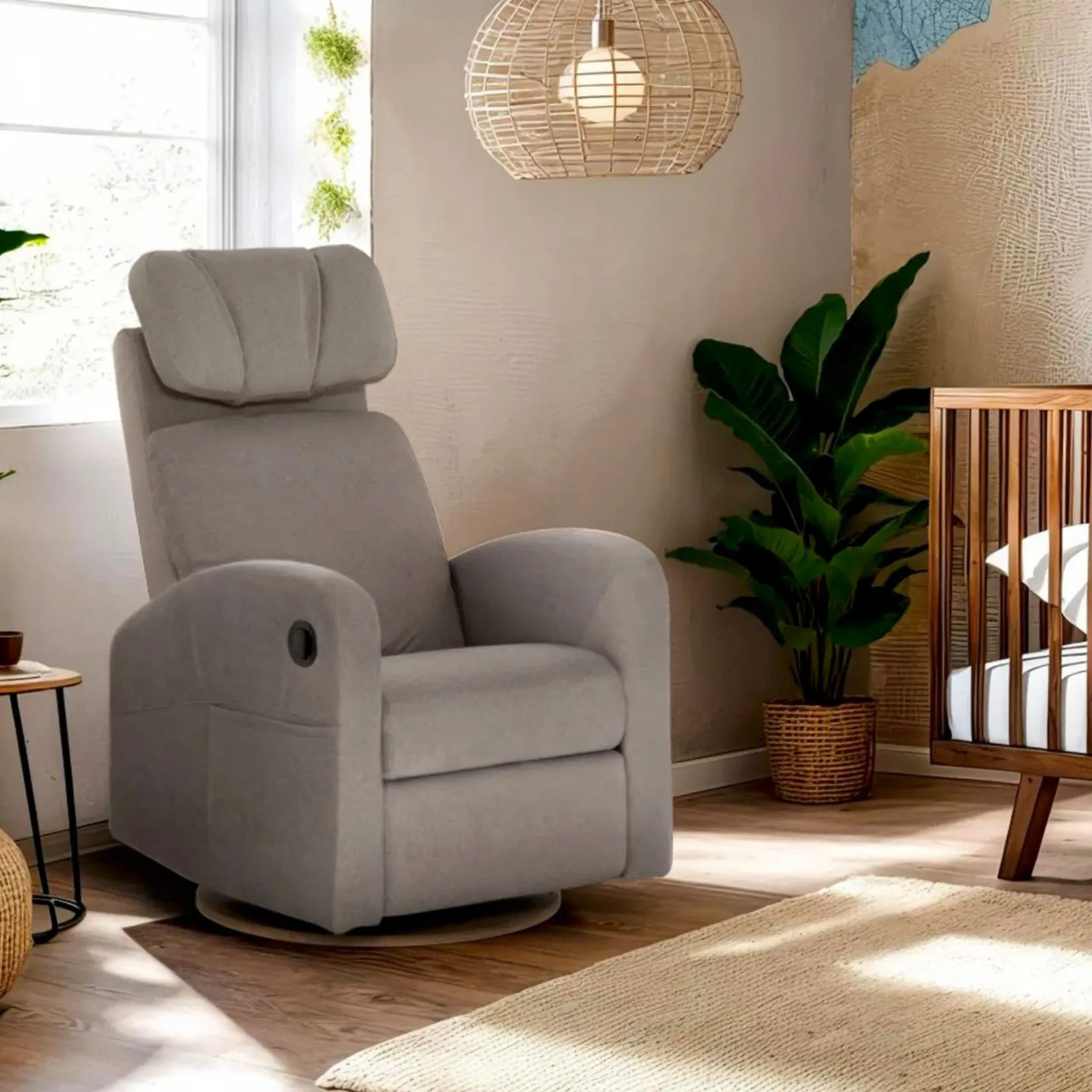 Gliders & Rocking Chairs|Gliders & Rocking Chairs>Jaymar BB Upholstered Rocking Armchair Swivel, Glider, Recliner Hailey - Arlo Beige