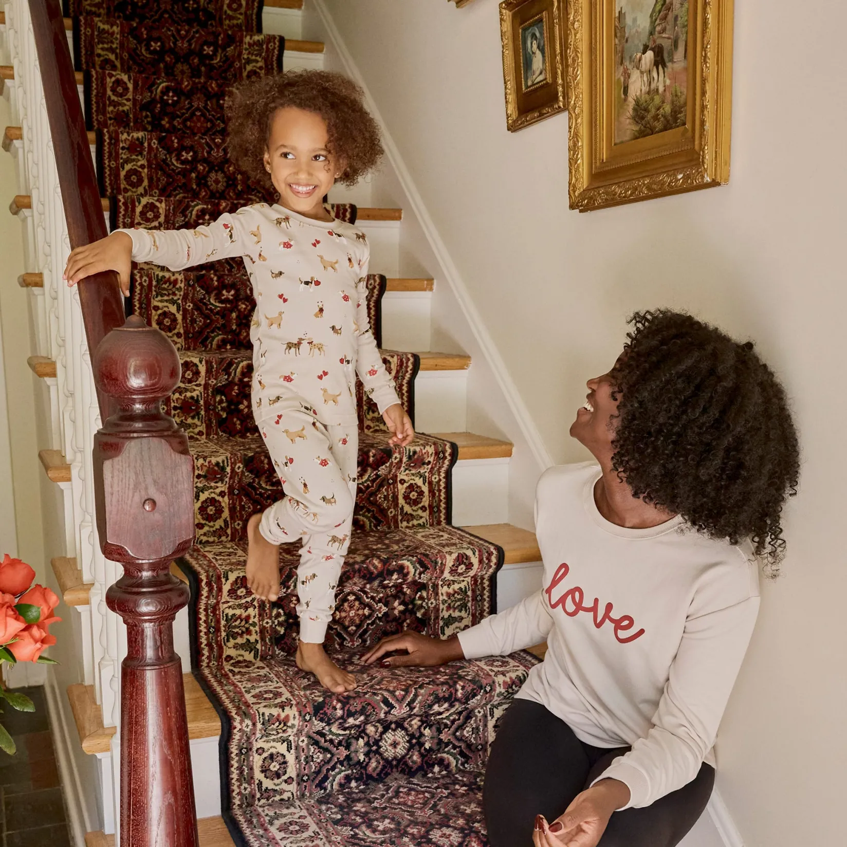 Pajamas & Bathrobes|Pajamas & Bathrobes>Petit Lem Valentine Dog Pajamas 2-7y Beige