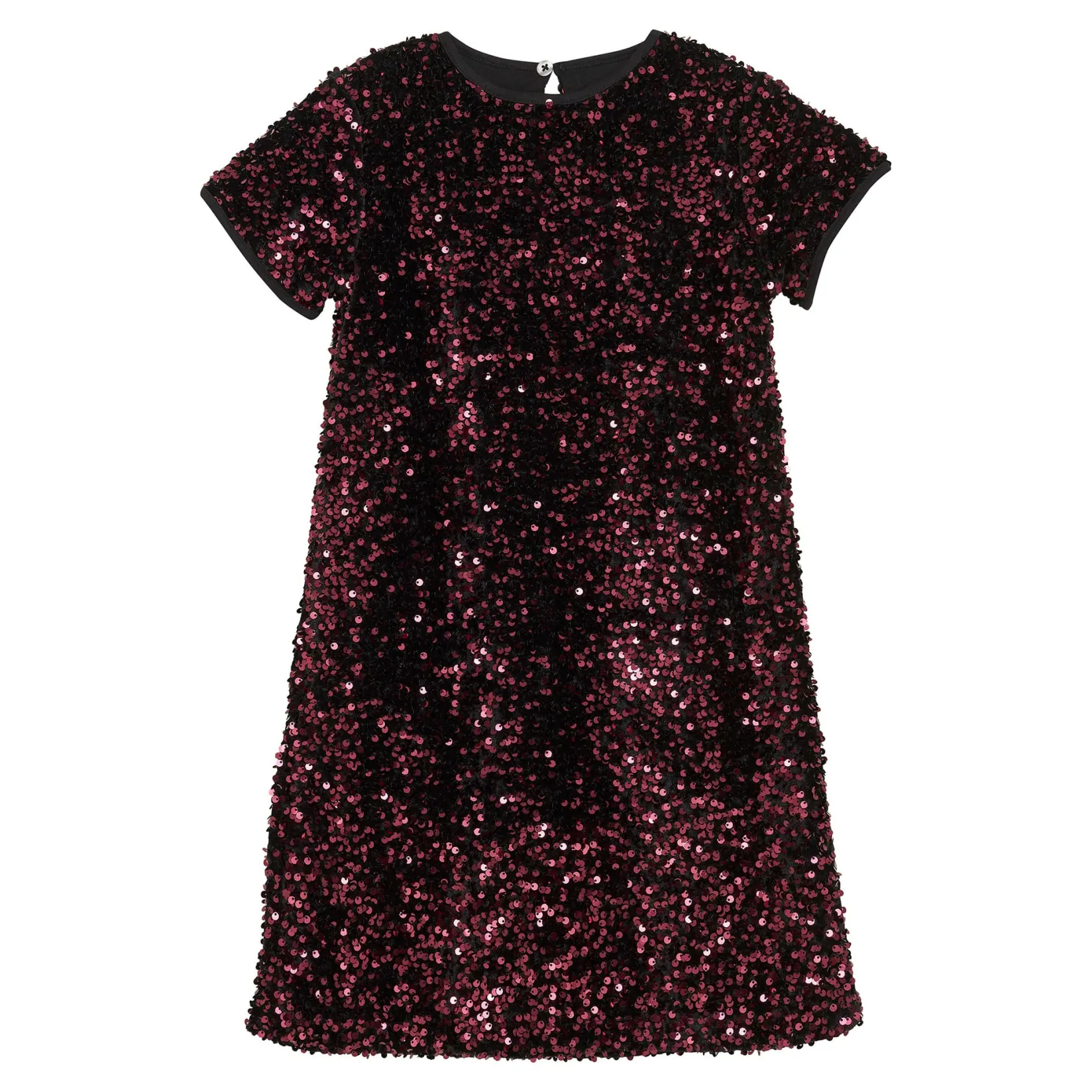Dresses & Rompers>Creamie Velour Sequins Dress 7-14 Burgundy