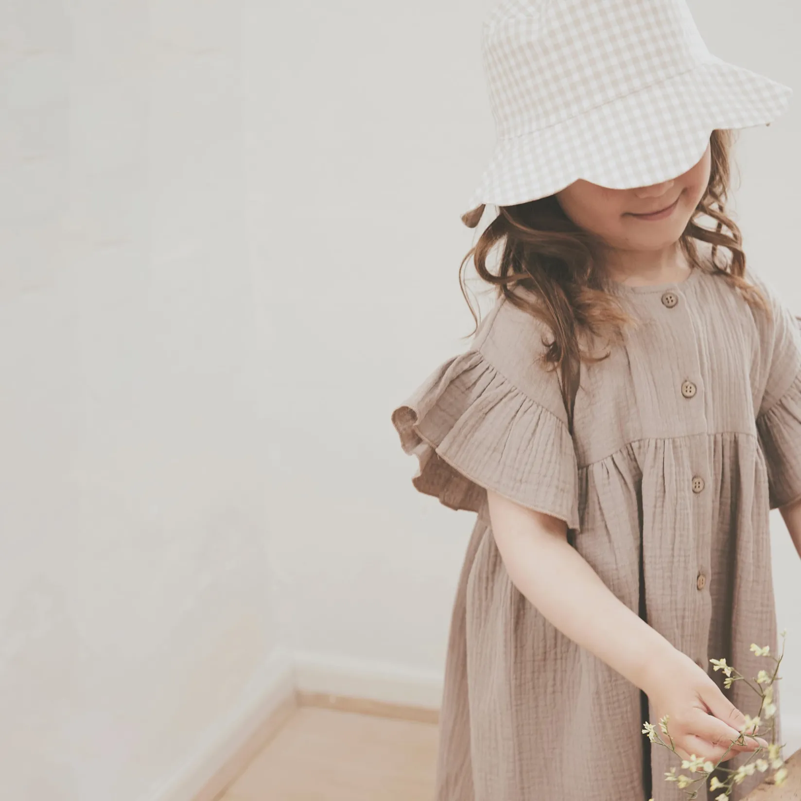 Hats And Caps>Huttelihut Vichy 40 Upf Bucket Hat 6-24m Beige