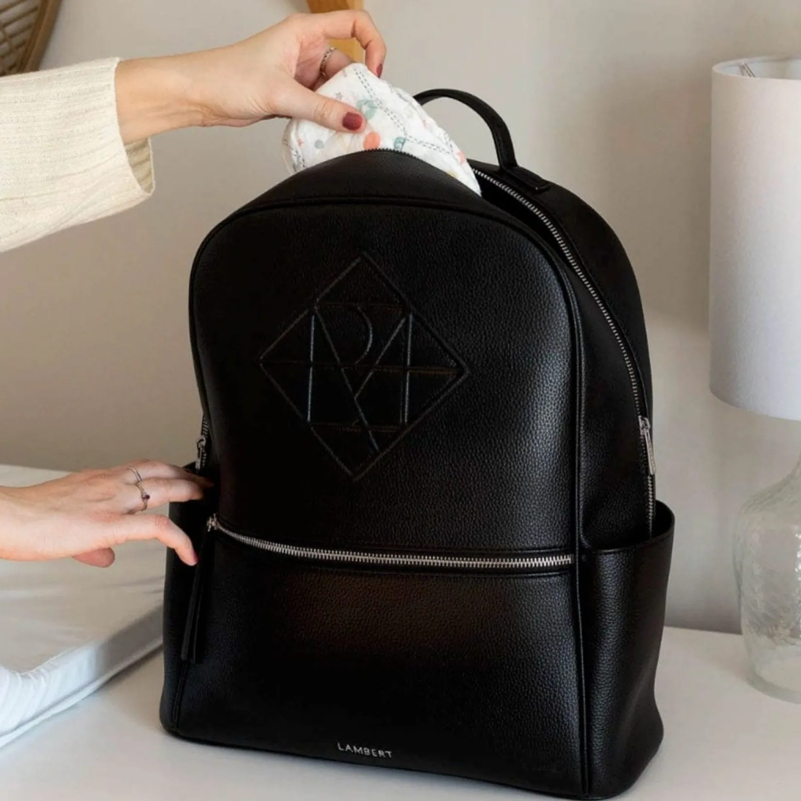 Diaper Bags|Diaper Bags>Lambert Vicky Backpack Diaper - Black