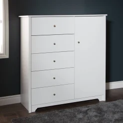 Best Vito Door Chest with 5 Drawers - Pure White Storage Furniture