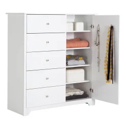 Best Vito Door Chest with 5 Drawers - Pure White Storage Furniture