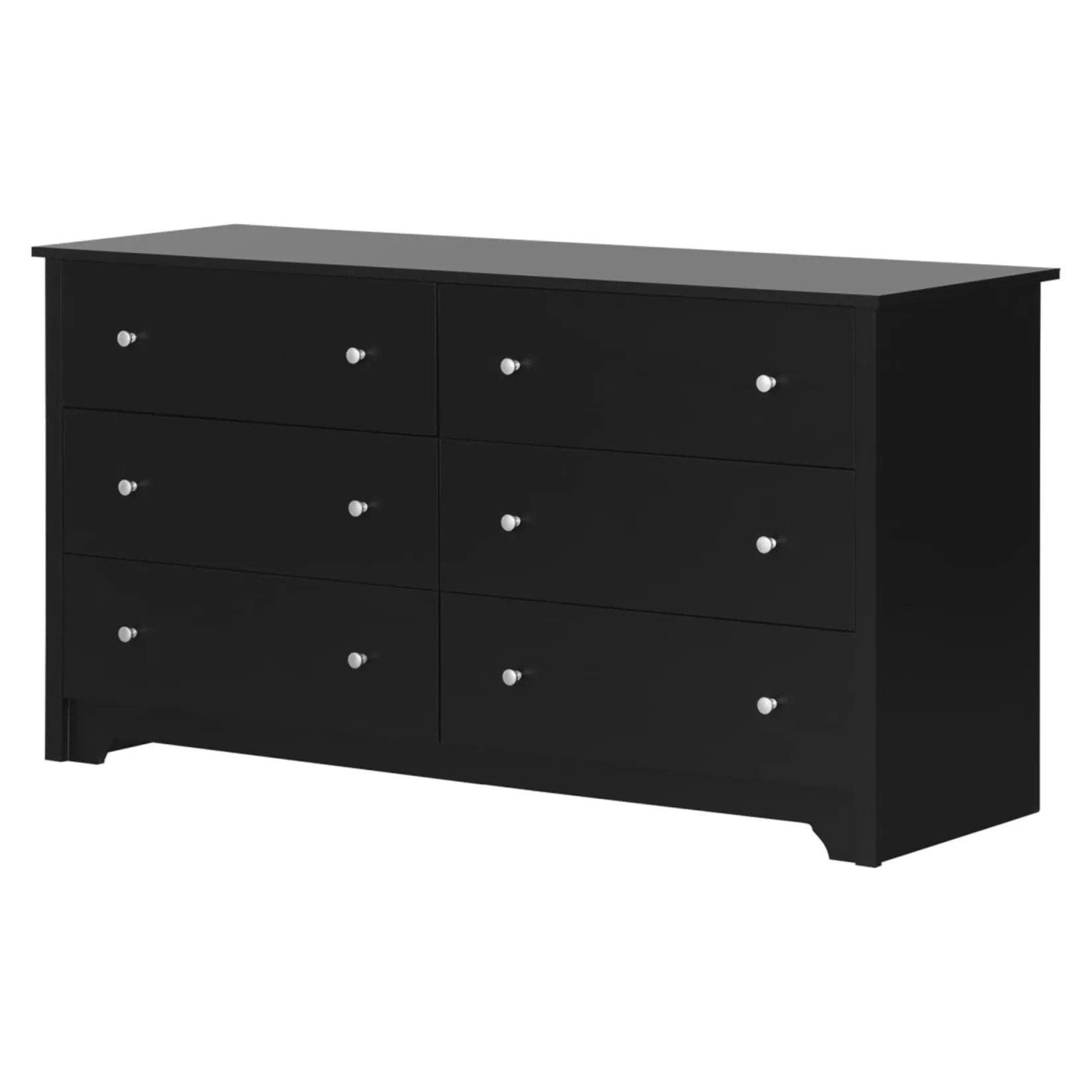 Clearance Vito 6-Drawer Double Dresser - Pure Black Storage Furniture