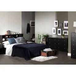 Clearance Vito 6-Drawer Double Dresser - Pure Black Storage Furniture