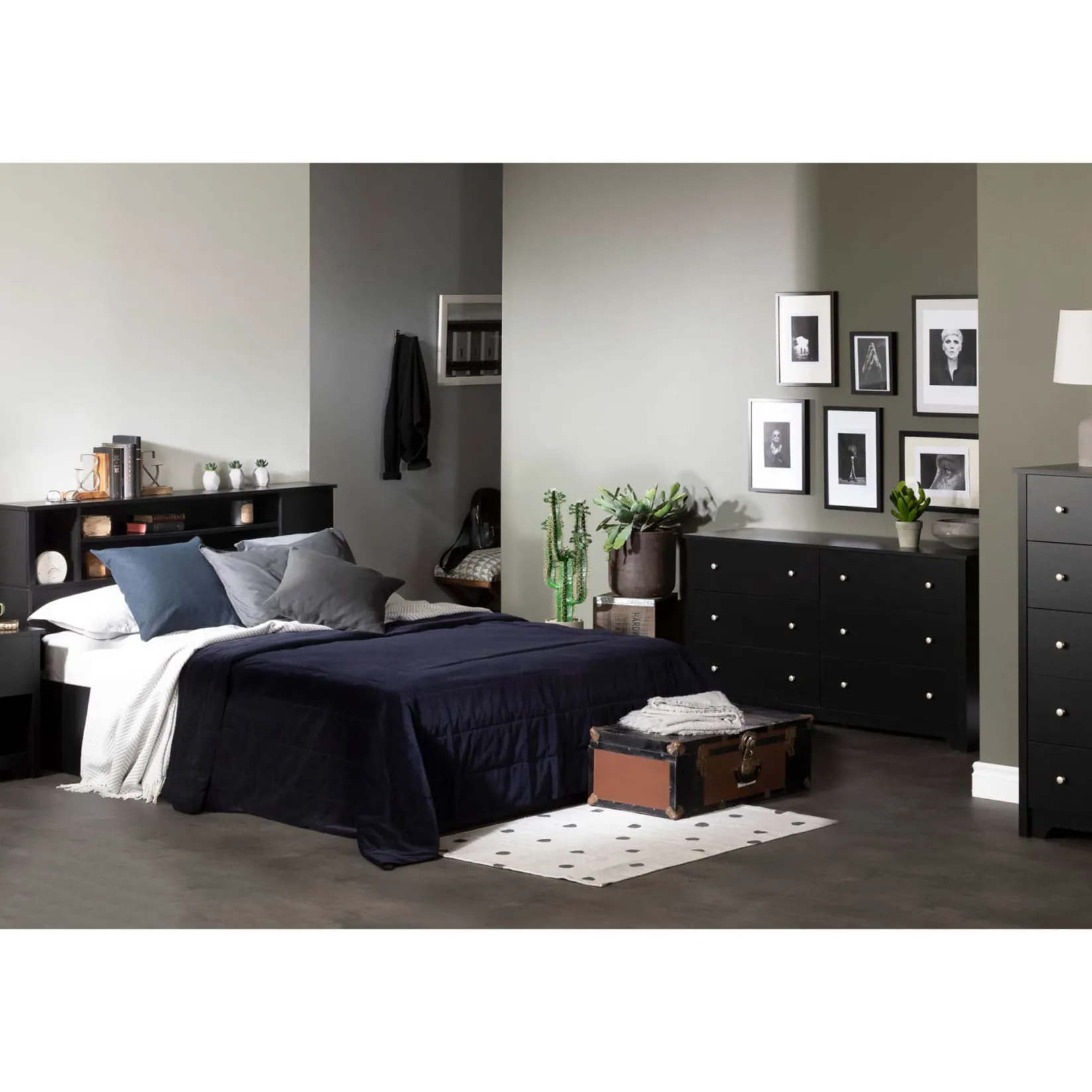 Clearance Vito 6-Drawer Double Dresser - Pure Black Storage Furniture