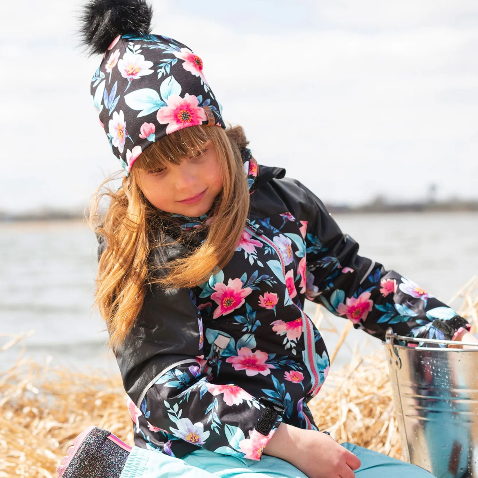 Sale Watercolor Flowers Hat 2-14 Kids Beanies