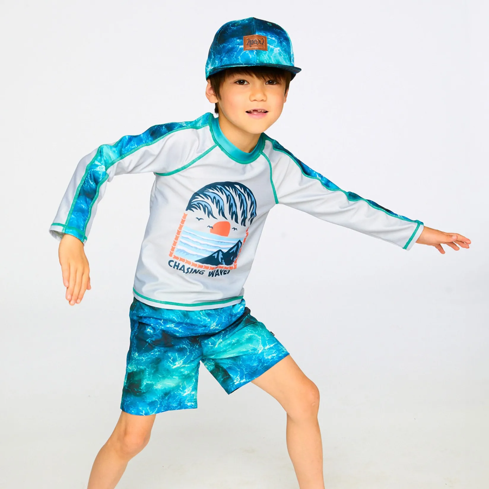 Swimsuits>Deux par Deux Waves Swim Short 2-6 Navy