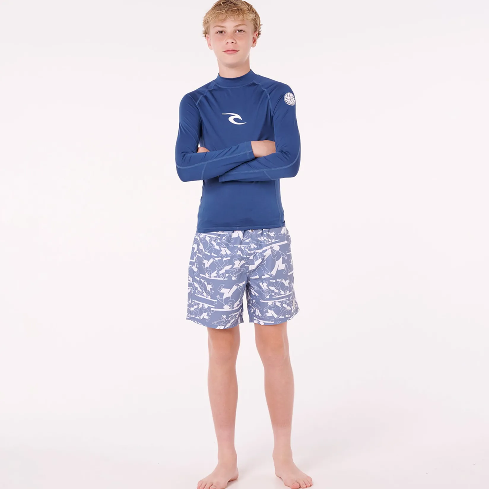 Swimsuits>Rip Curl Waves Upf Rashguard 8-14 Navy