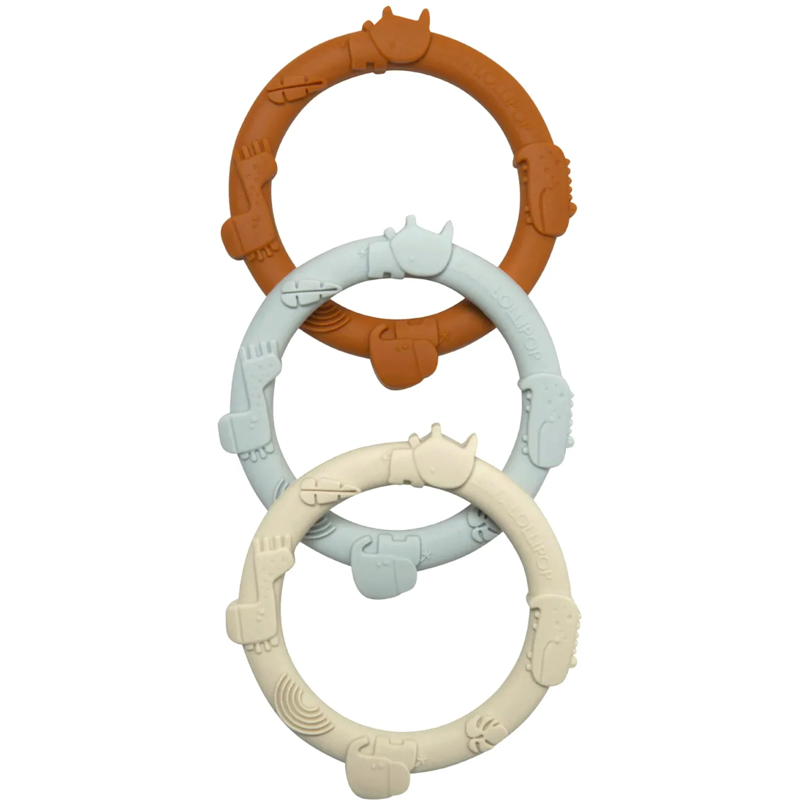 Teething Toys>Loulou Lollipop Wild Teething Ring Set - Ginger/Honey
