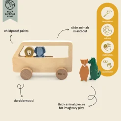 Discount Wooden Animal Bus Kids Wooden Toys