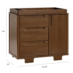 Discount Yuzu 3-Drawer Changer Dresser - Natural Walnut Changing Tables