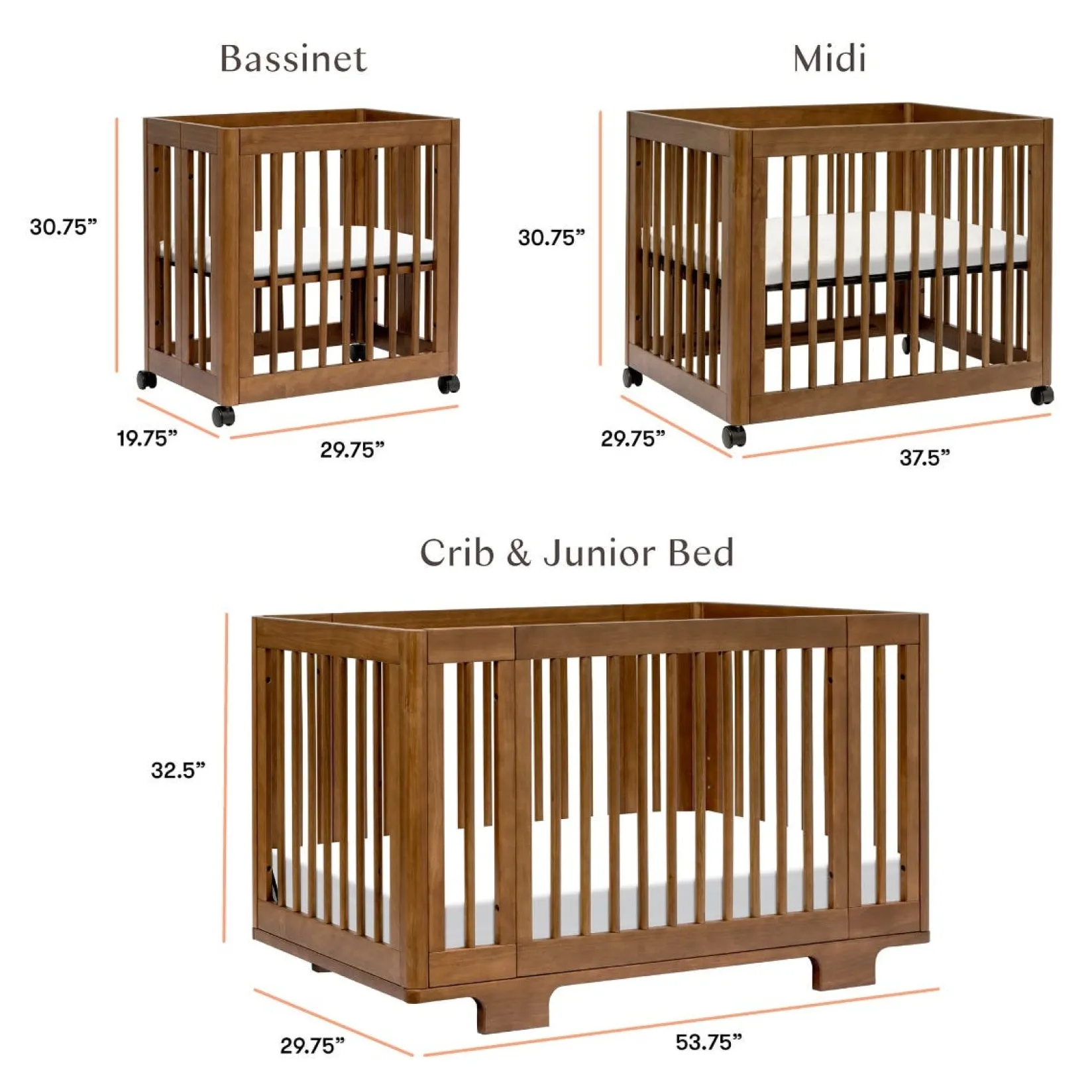 Hot Yuzu 8-in-1 Convertible Crib - Walnut Cribs & Mattresses|Cribs & Mattresses
