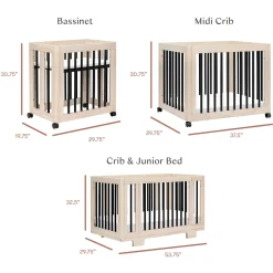 Yuzu 8-in-1 Convertible Crib - Washed Natural / Black Cribs & Mattresses|Cribs & Mattresses