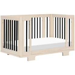 Yuzu 8-in-1 Convertible Crib - Washed Natural / Black Cribs & Mattresses|Cribs & Mattresses