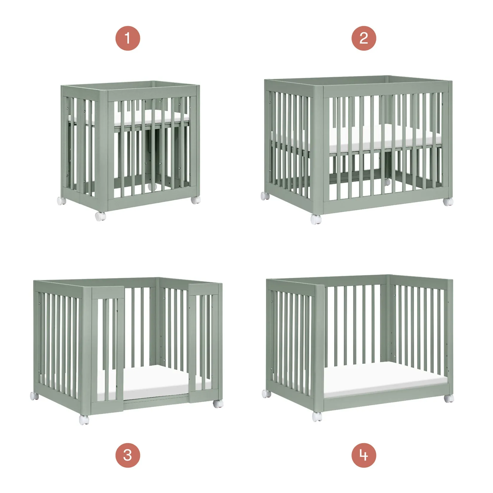 Cribs & Mattresses|Cribs & Mattresses>Babyletto Yuzu 8-in-1 Convertible Crib - Sage