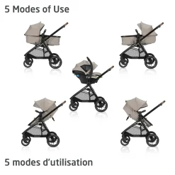 Strollers|Strollers & Trailers>Maxi-cosi Zelia Luxe 5-in-1 Modular Travel System - New Hope Tan